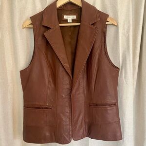 Coldwater Creek Women's Brown Leather Vest - Size Medium